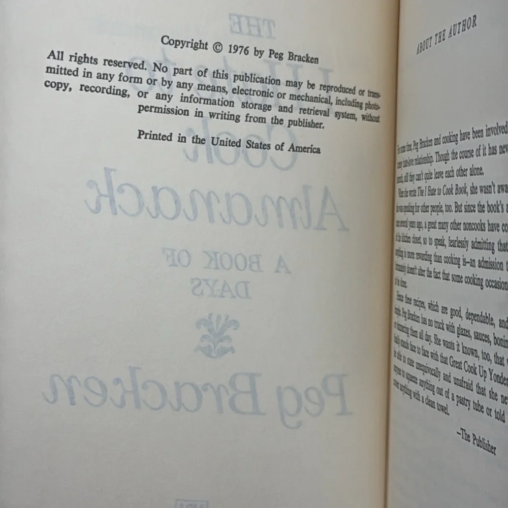 76’ The‎ I Hate To Cook Almanac Cookbook by Peg Braken